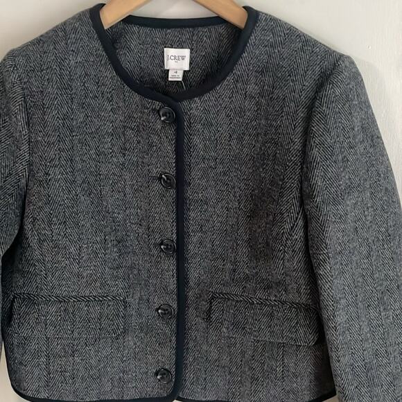 J.Crew Wool-blend Herringbone Lady Jacket Heathered Grey Herringbone - Picture 10 of 15